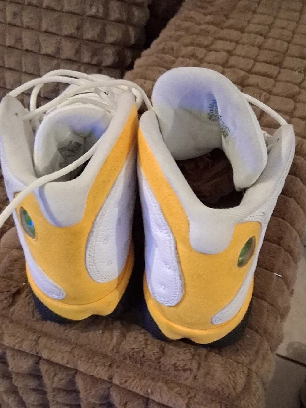 Jordan Men’s Athletic Shoes in White and Yellow with Red Jumpman